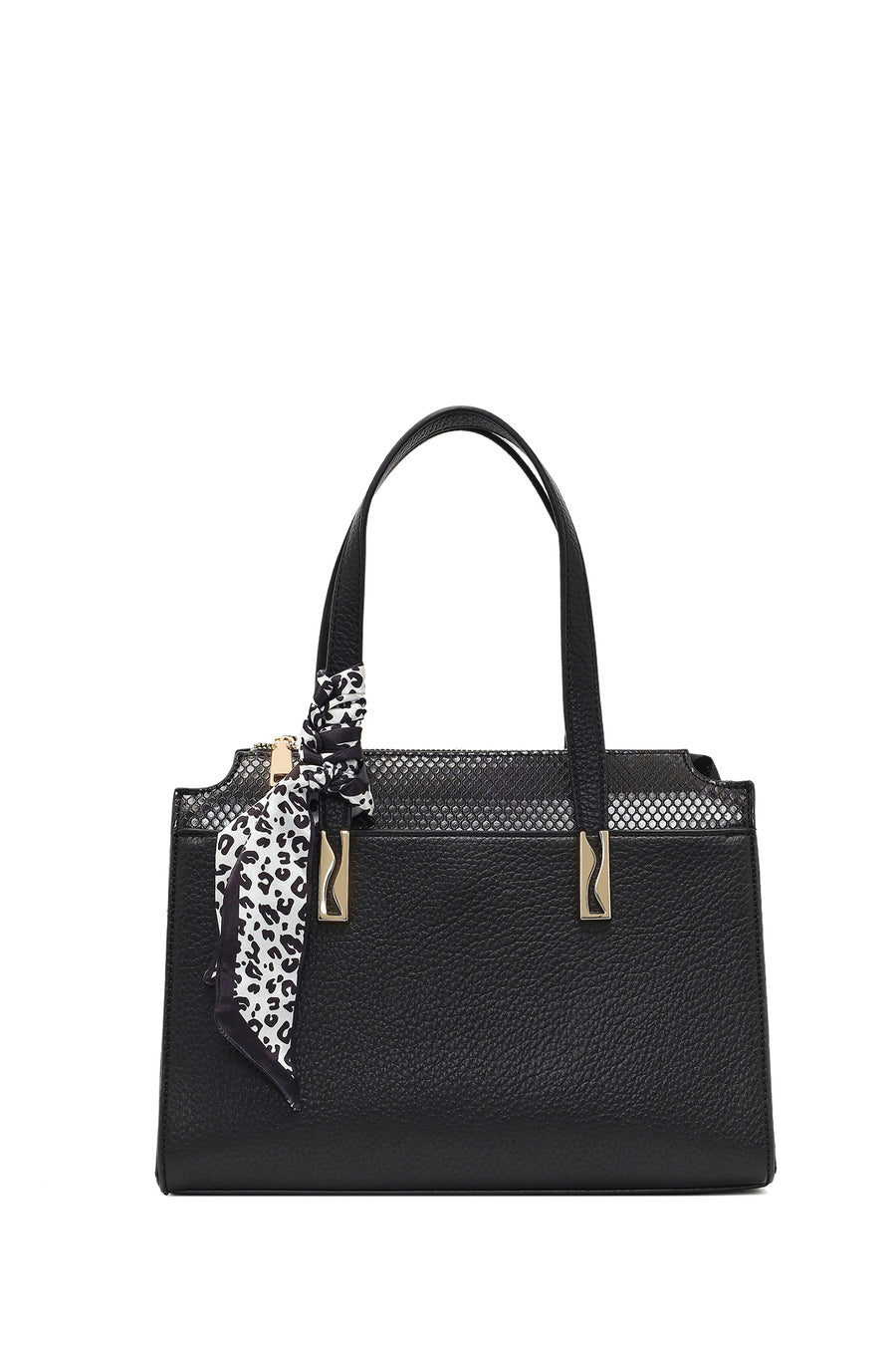 Women's Black Long Strapped Patterned Shoulder Bag