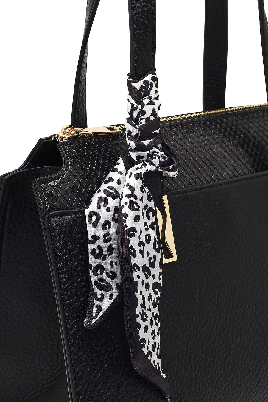 Women's Black Long Strapped Patterned Shoulder Bag