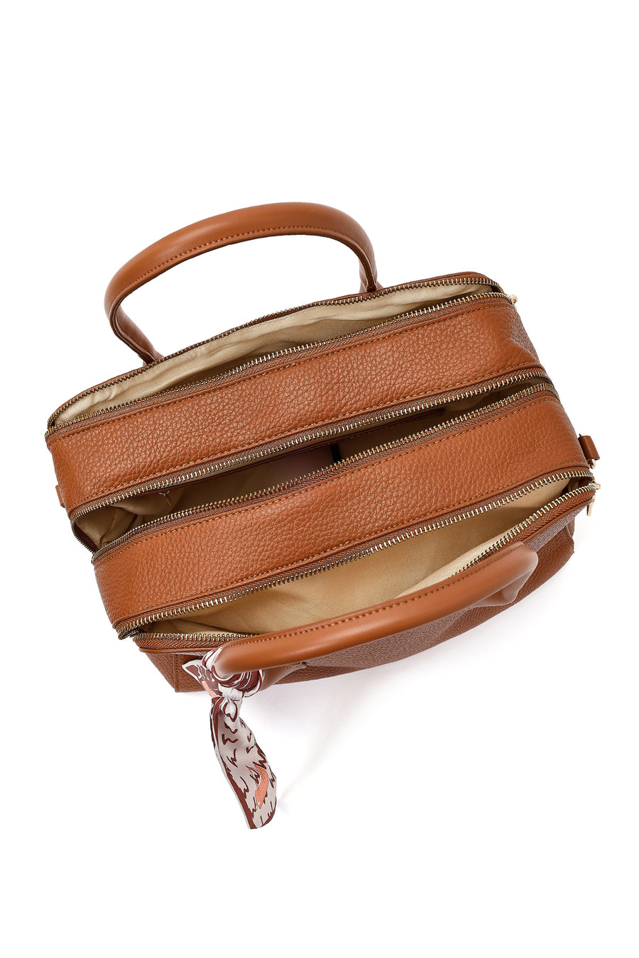 Women's Tan Long Strap Charm Classic Shoulder Bag