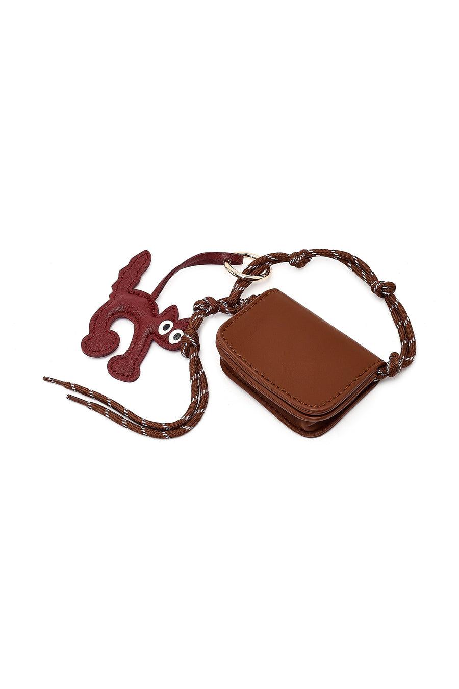 Women's Brown Long Strap Plush Shoulder Bag with Charms
