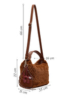 Women's Brown Long Strap Plush Shoulder Bag with Charms | Derimod