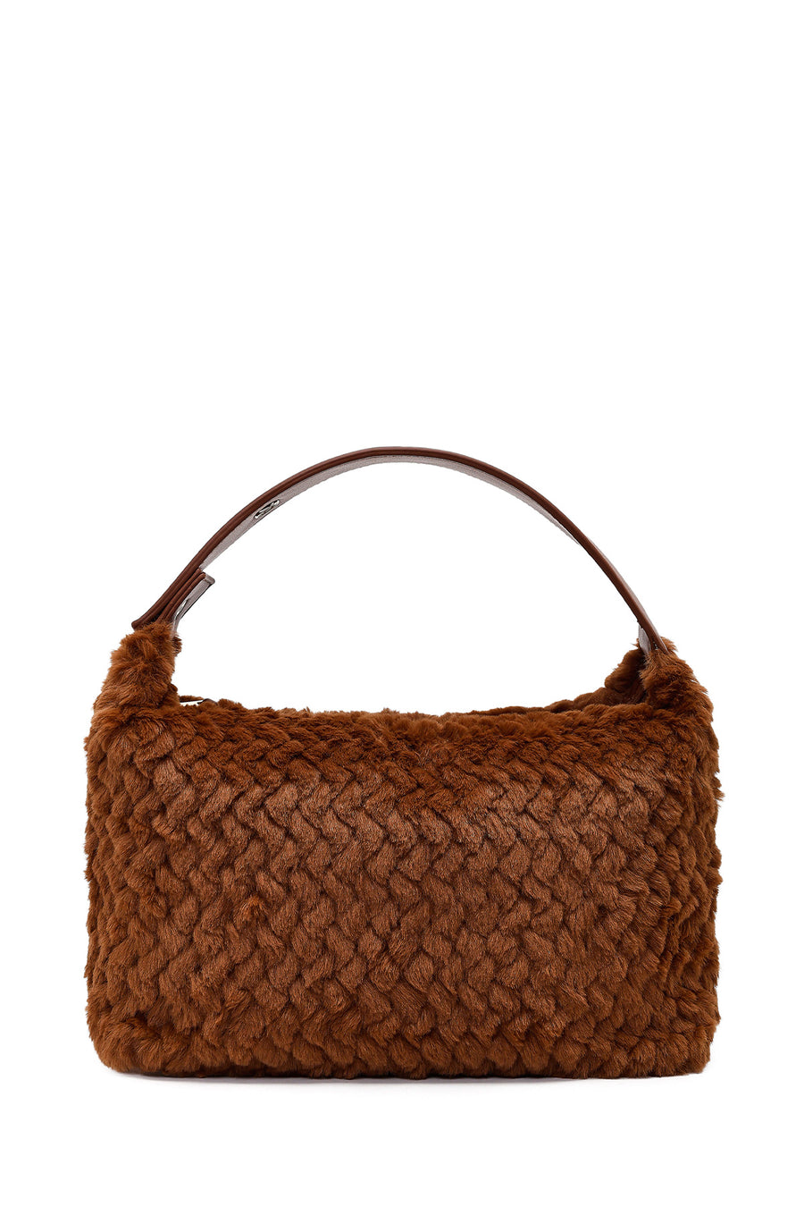 Women's Brown Long Strap Plush Shoulder Bag with Charms