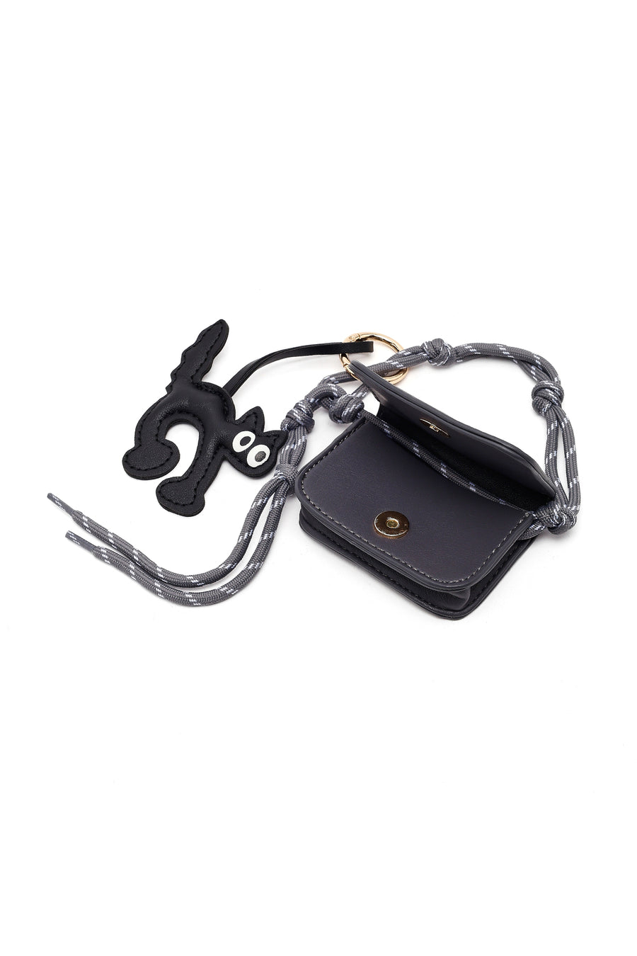 Women's Gray Long Strapped Plush Shoulder Bag with Charms