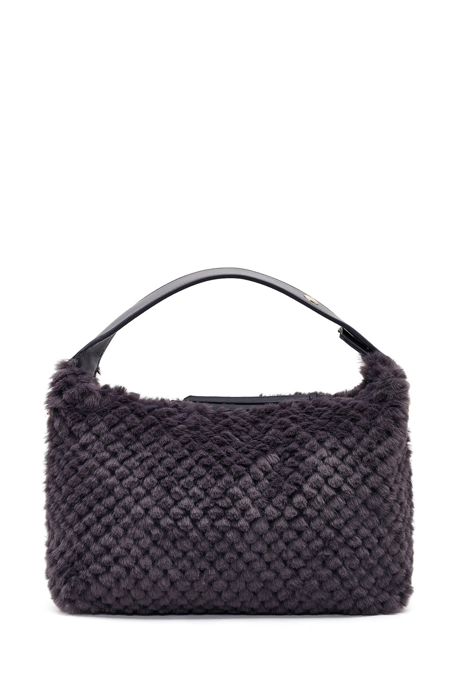 Women's Gray Long Strapped Plush Shoulder Bag with Charms