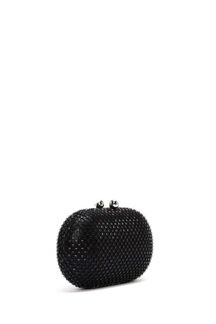 Women's Black Stone Long Strap Mini Clutch Bag