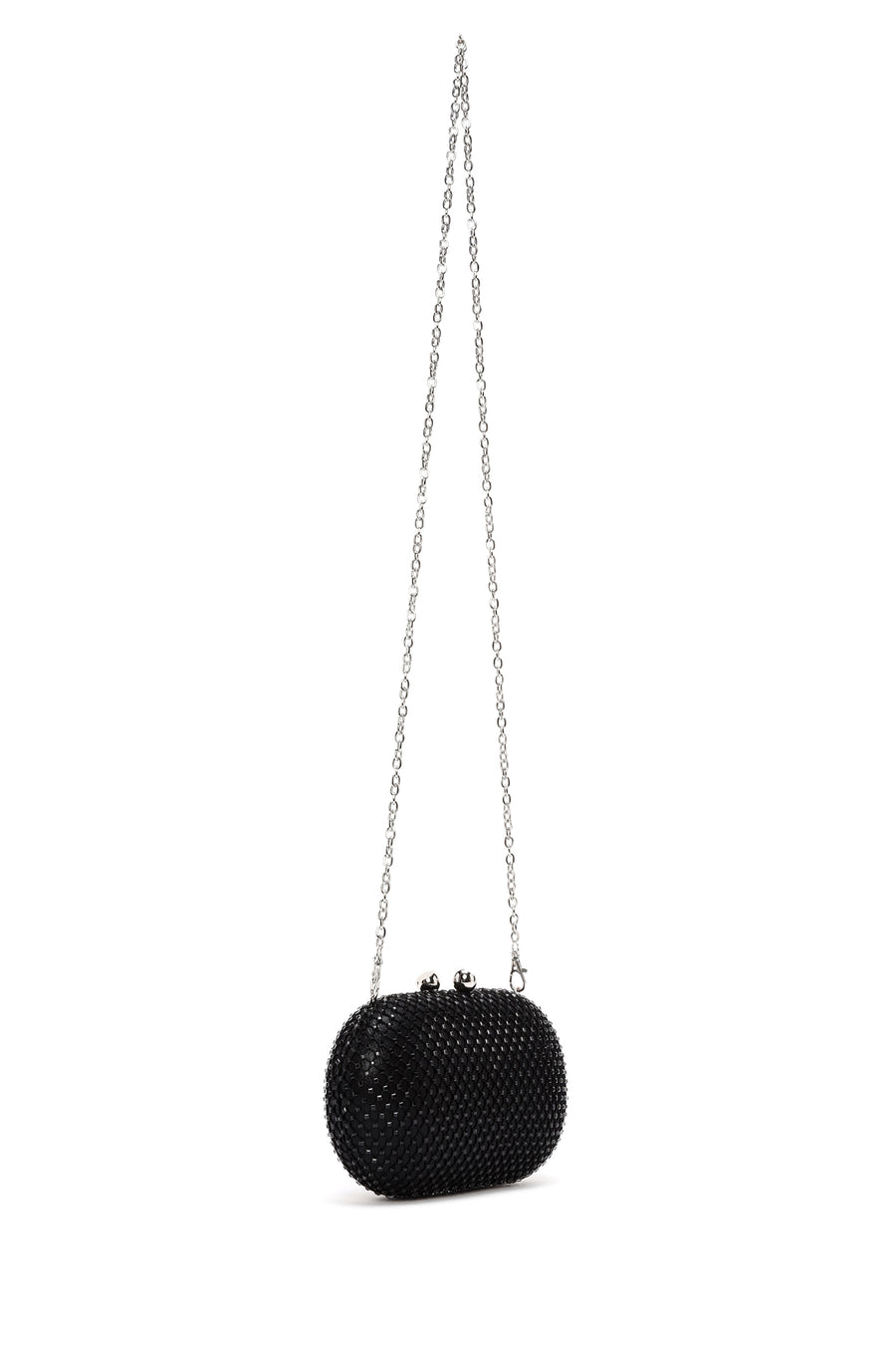 Women's Black Stone Long Strap Mini Clutch Bag