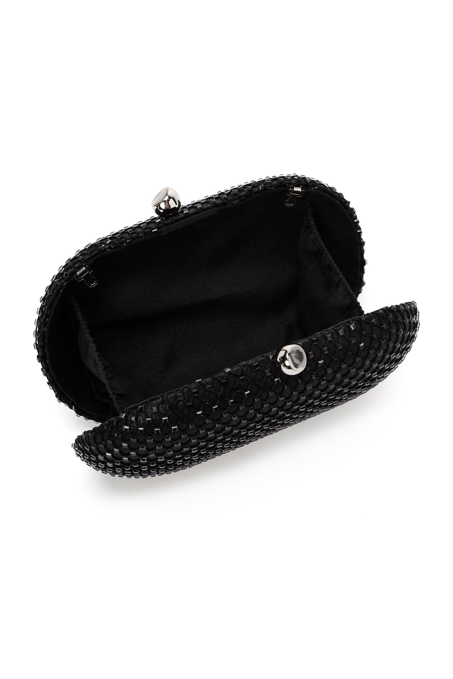 Women's Black Stone Long Strap Mini Clutch Bag