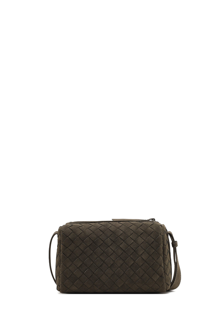 Women's Gray Long Strap Knitted Suede Crossbody Bag