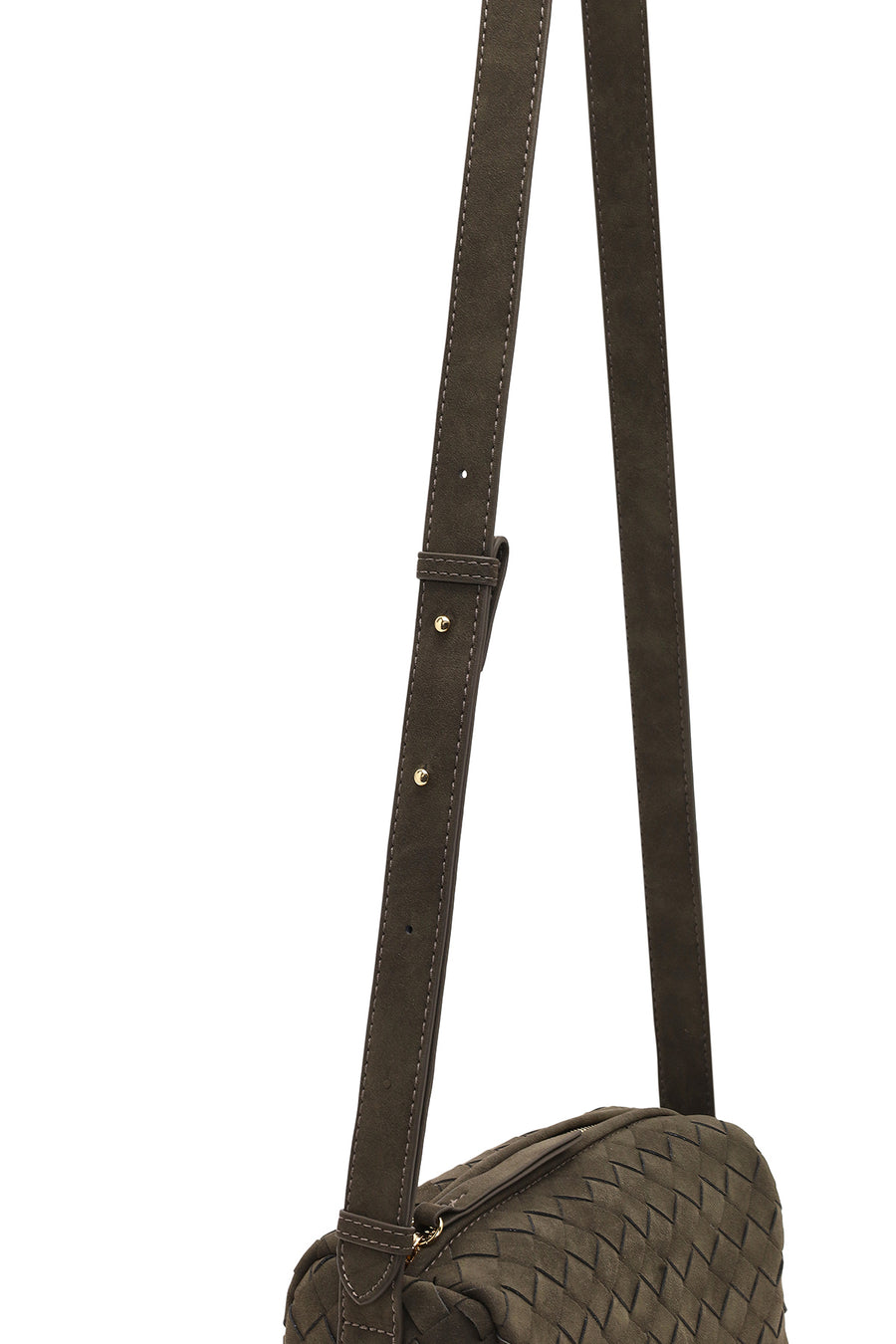 Women's Gray Long Strap Knitted Suede Crossbody Bag