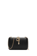 Women's Black Accessory Detailed Long Chain Strap Mini Evening Clutch Bag | Derimod
