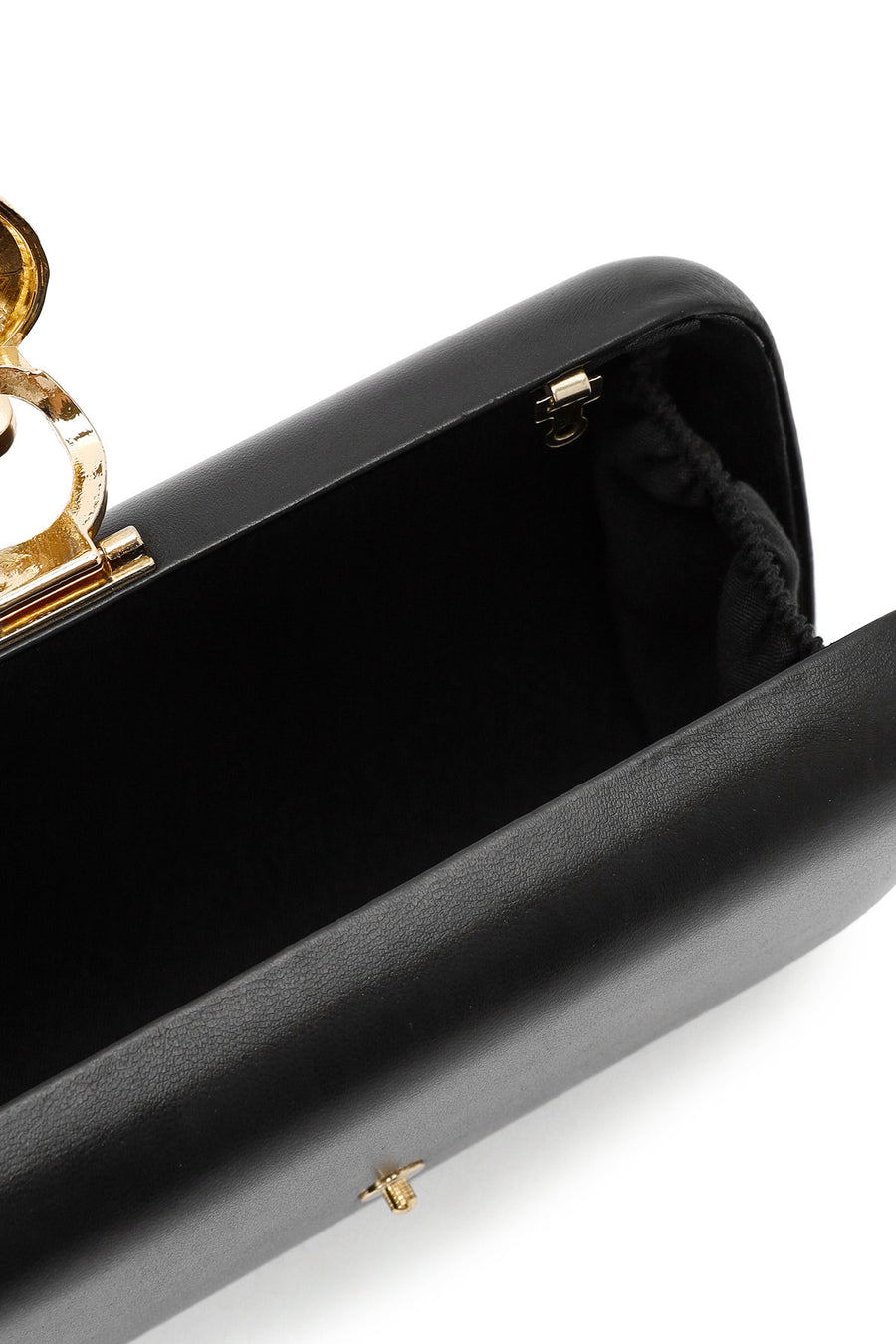 Women's Black Accessory Detailed Long Chain Strap Mini Evening Clutch Bag