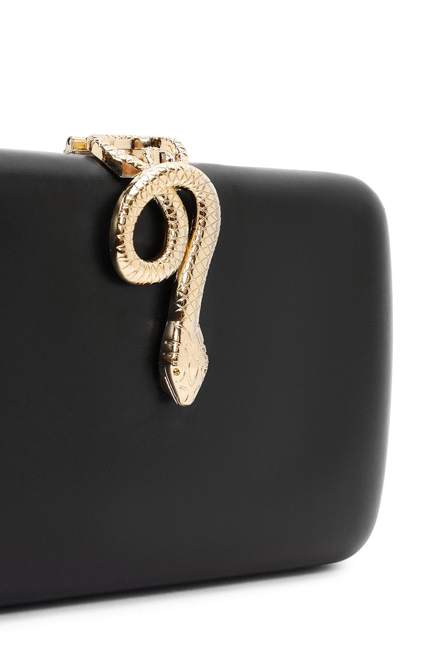 Women's Black Accessory Detailed Long Chain Strap Mini Evening Clutch Bag