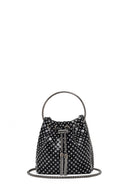 Women's Black Long Chain Strap Stone Mini Evening Handbag | Derimod