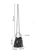 Women's Black Long Chain Strap Stone Mini Evening Handbag | Derimod