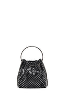 Women's Black Long Chain Strap Stone Mini Evening Handbag | Derimod