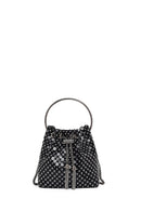 Women's Black Long Chain Strap Stone Mini Evening Handbag | Derimod