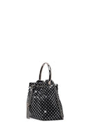 Women's Black Long Chain Strap Stone Mini Evening Handbag | Derimod