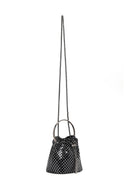 Women's Black Long Chain Strap Stone Mini Evening Handbag | Derimod