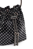 Women's Black Long Chain Strap Stone Mini Evening Handbag | Derimod