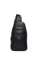 Men's Black Leather Crossbody Bag | Derimod