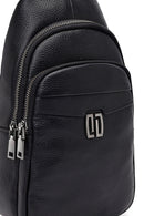 Men's Black Leather Crossbody Bag | Derimod
