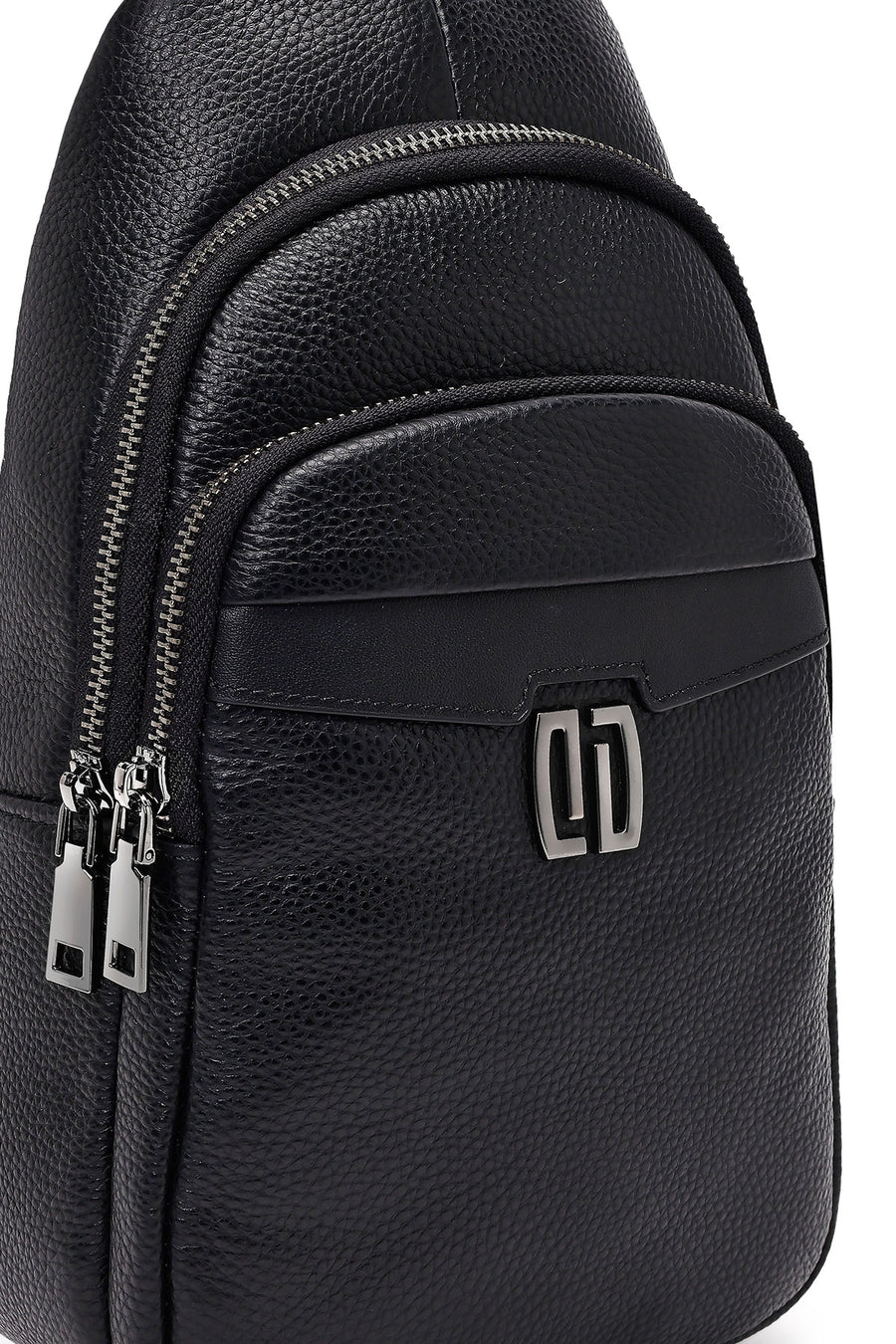Men's Black Leather Crossbody Bag