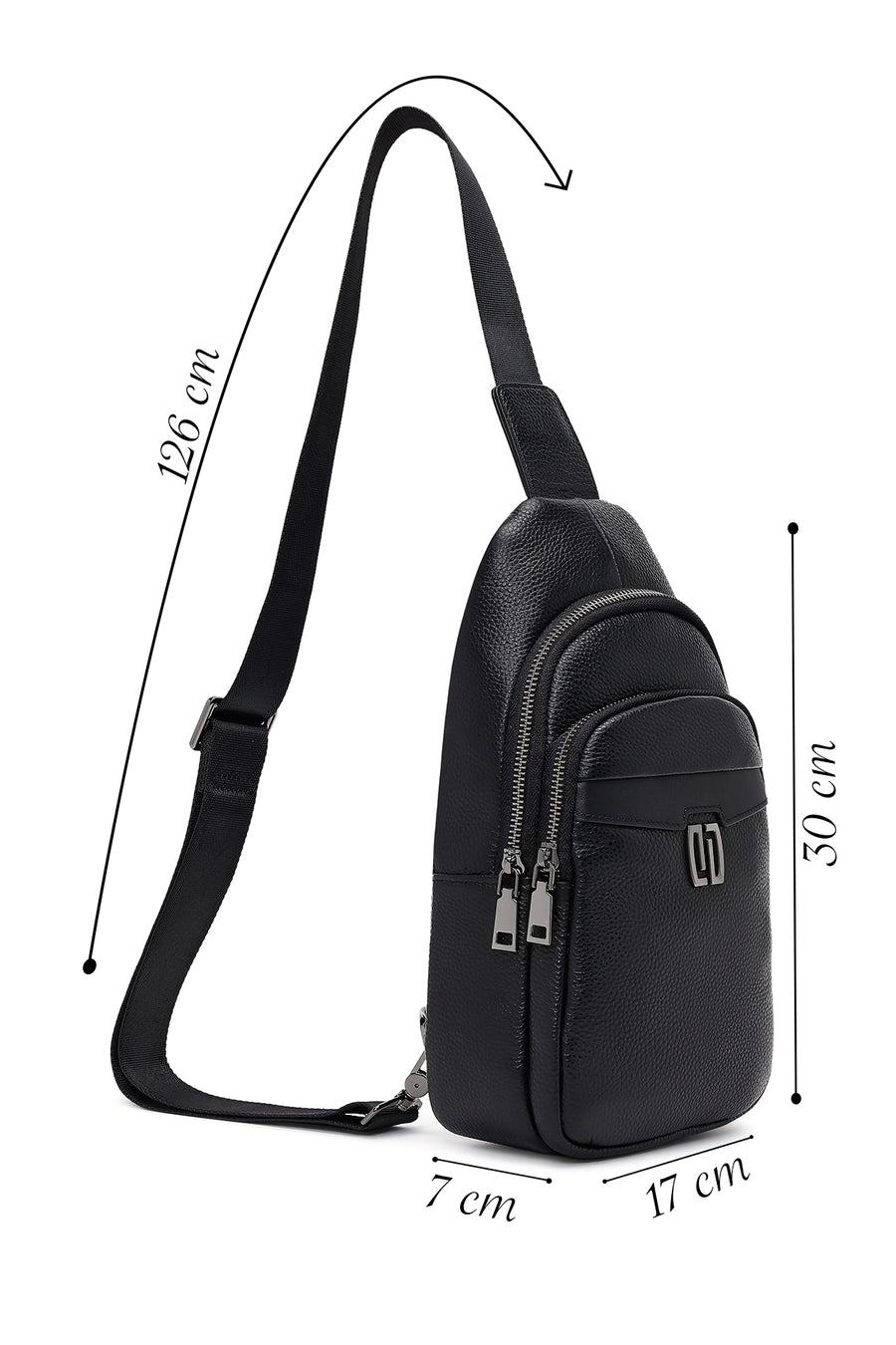 Men's Black Leather Crossbody Bag