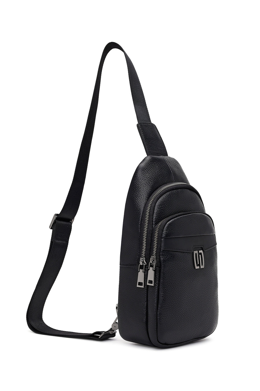 Men's Black Leather Crossbody Bag