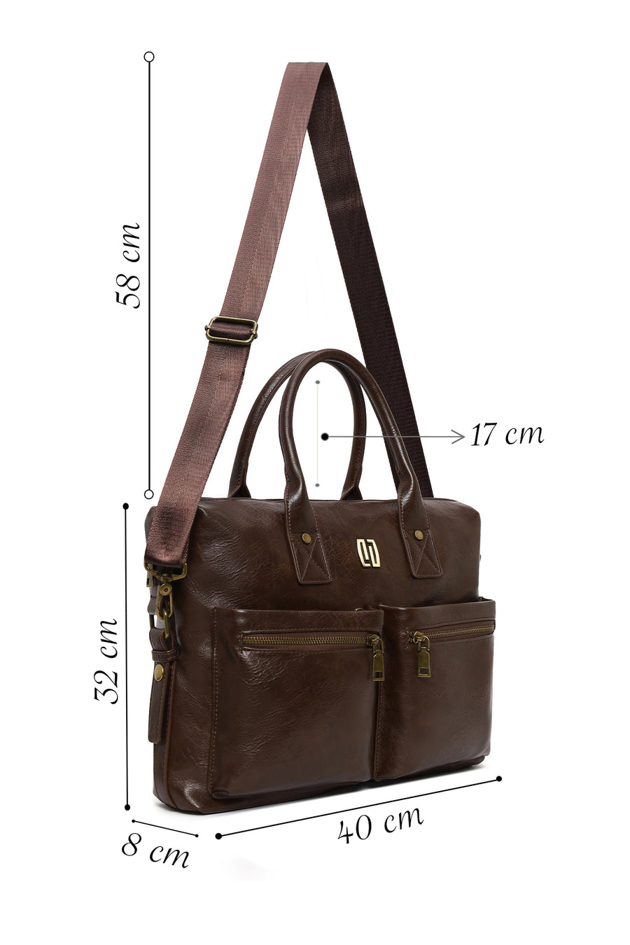 Men's Brown Long Strap Briefcase