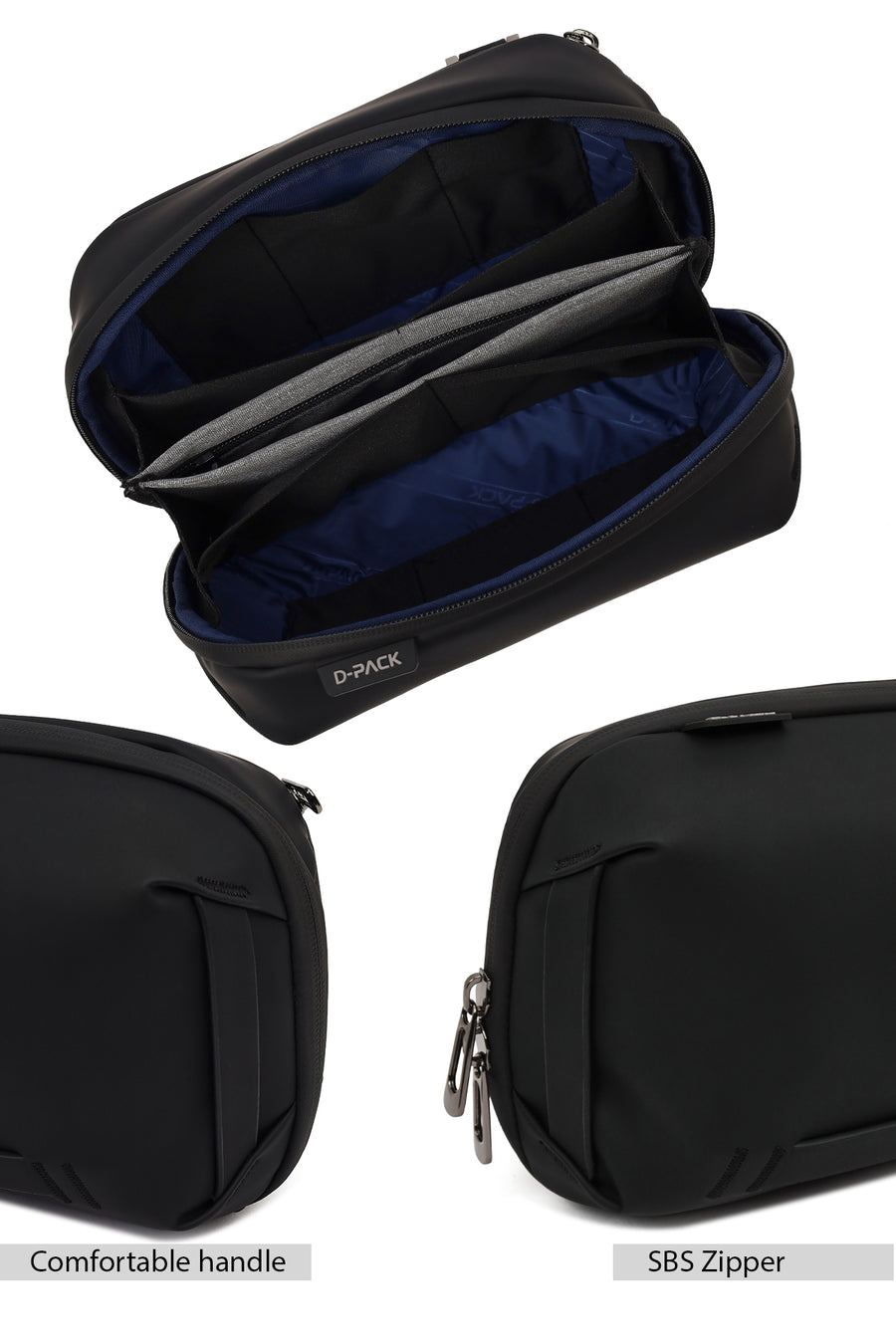 D-Pack Men's Black Fabric Handbag