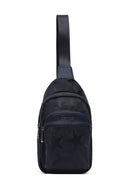 Men's Navy Printed Fabric Crossbody Bag | Derimod