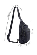 Men's Navy Printed Fabric Crossbody Bag | Derimod