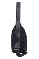 Men's Navy Printed Fabric Crossbody Bag | Derimod
