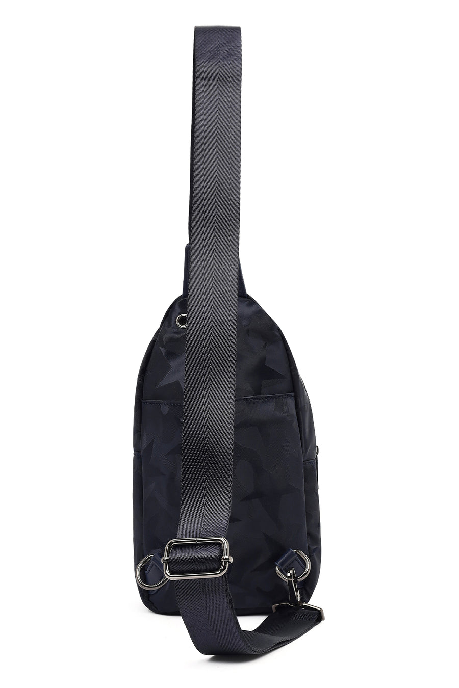Men's Navy Printed Fabric Crossbody Bag