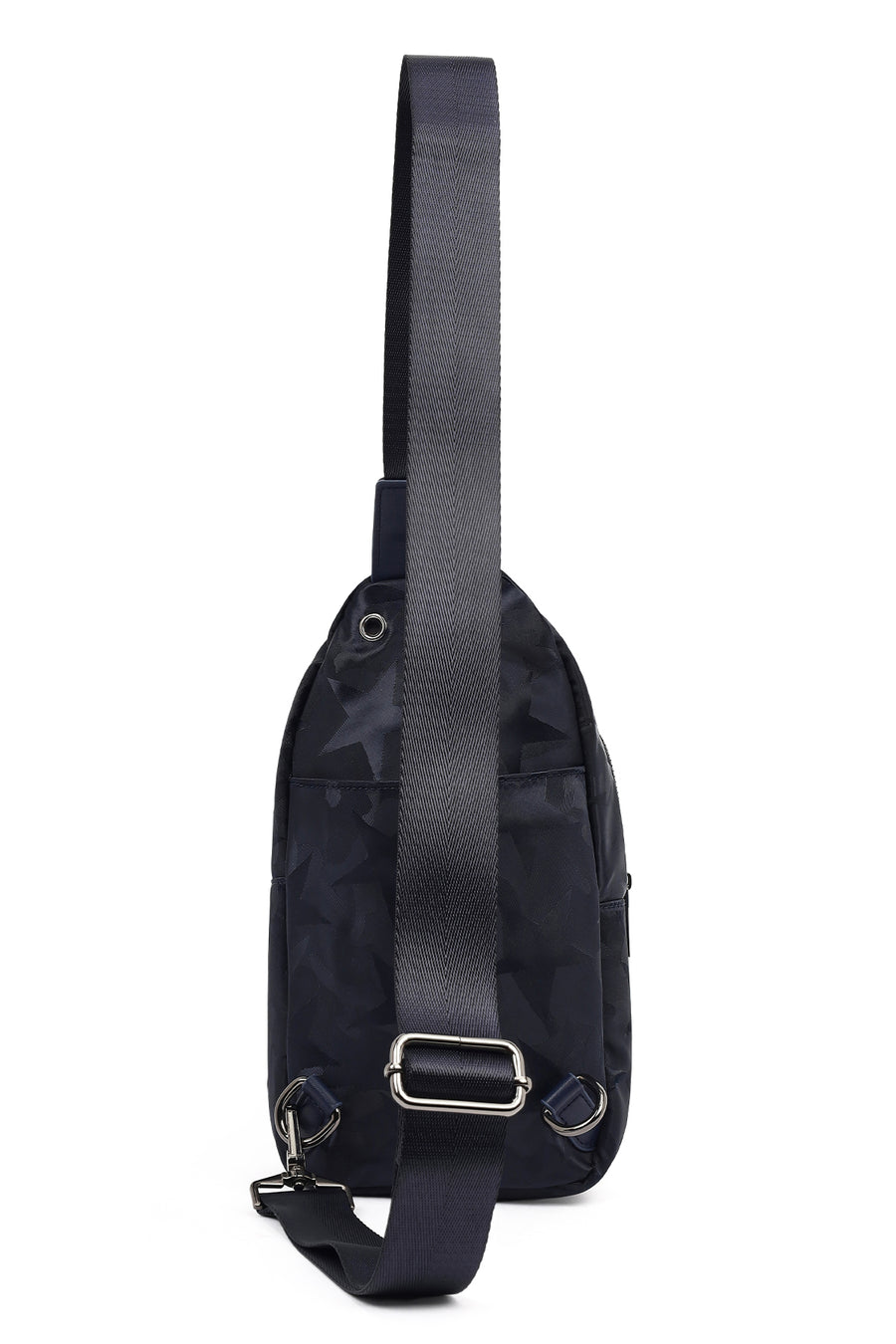 Men's Navy Printed Fabric Crossbody Bag