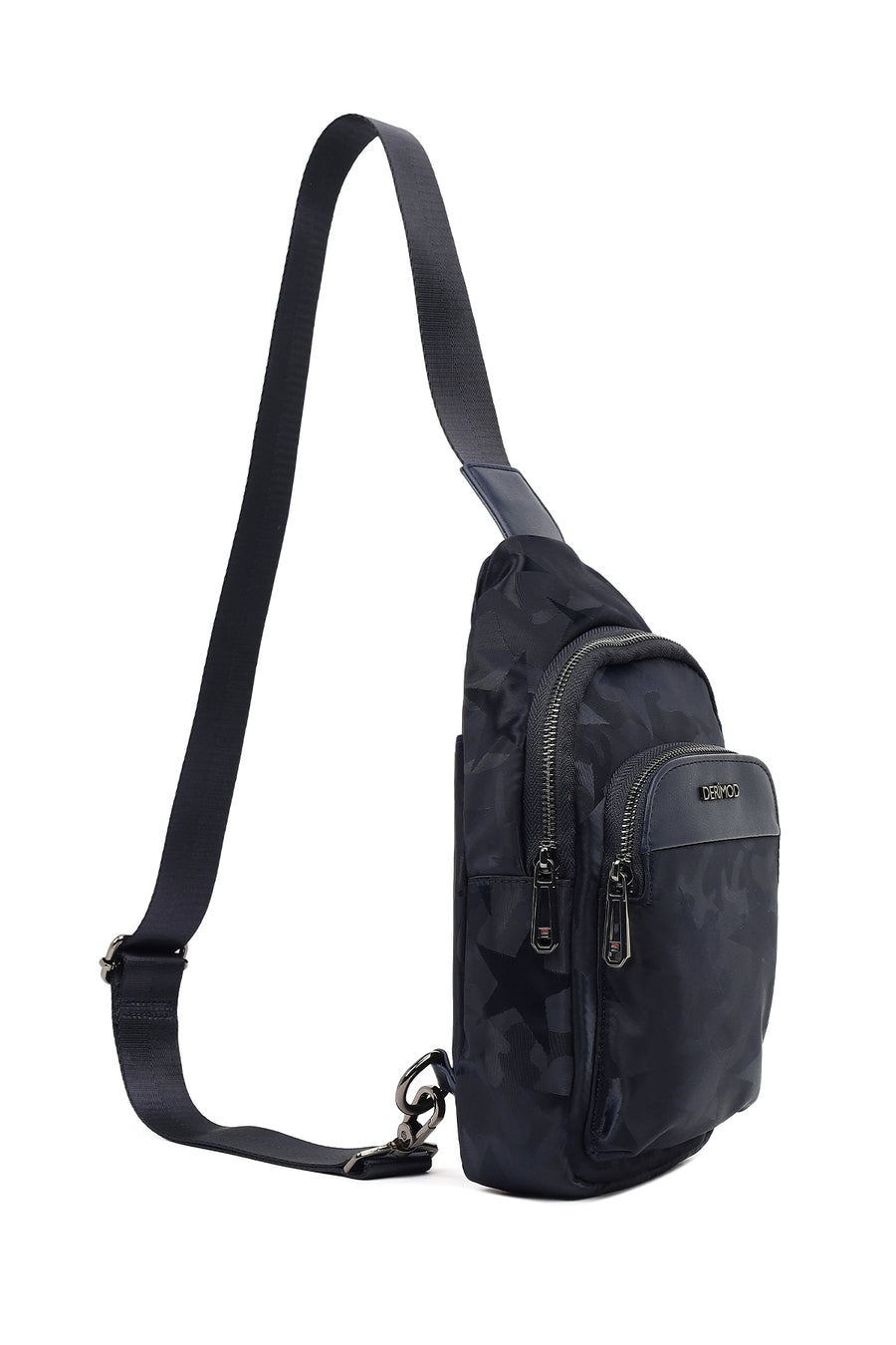 Men's Navy Printed Fabric Crossbody Bag