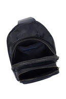 Men's Navy Printed Fabric Crossbody Bag | Derimod