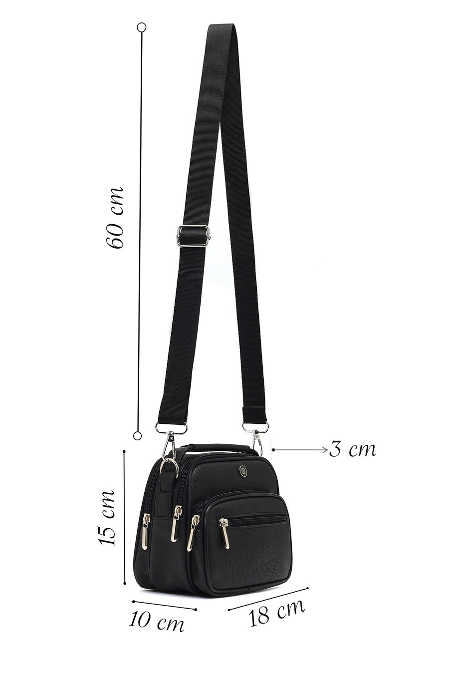 Men's Black Long Strap Handbag