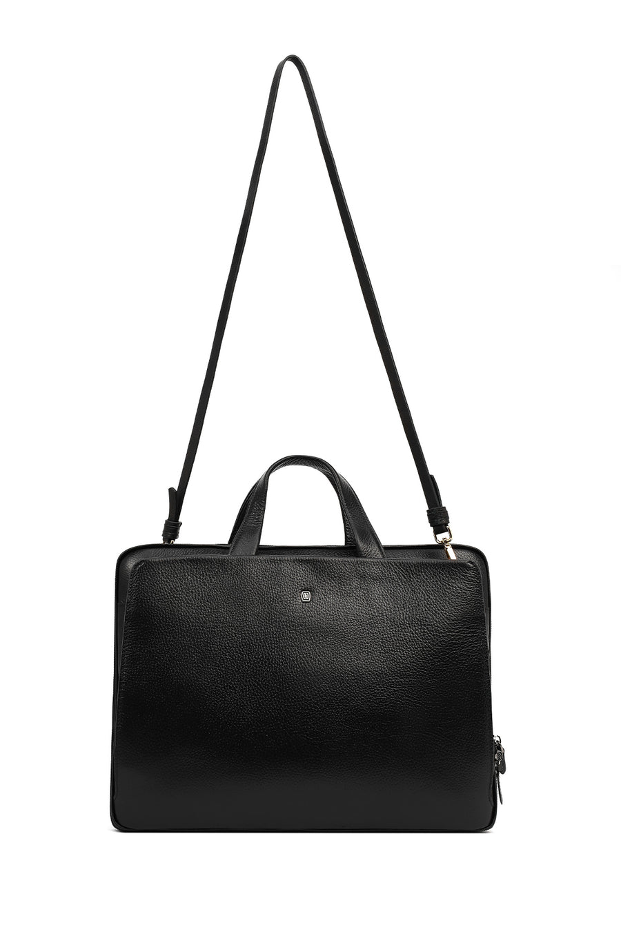 Men's Black Long Strap Leather Briefcase