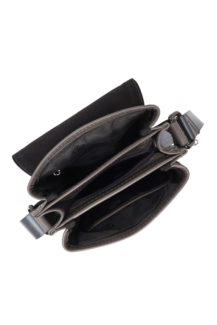 Male Gray Leather Messenger Bag