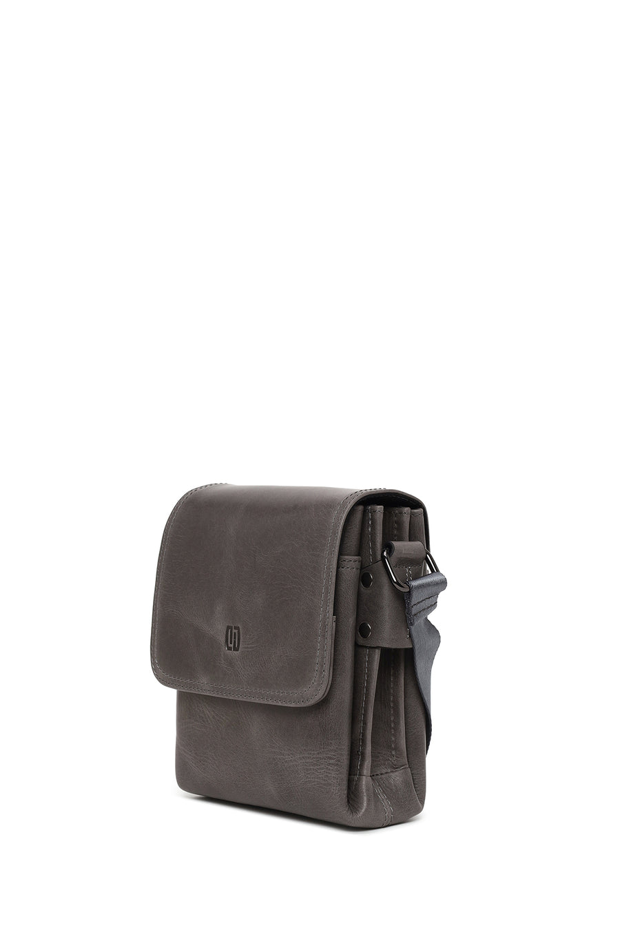 Male Gray Leather Messenger Bag
