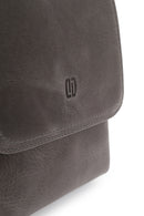 Male Gray Leather Messenger Bag | Derimod