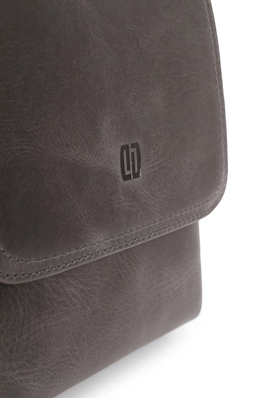 Male Gray Leather Messenger Bag