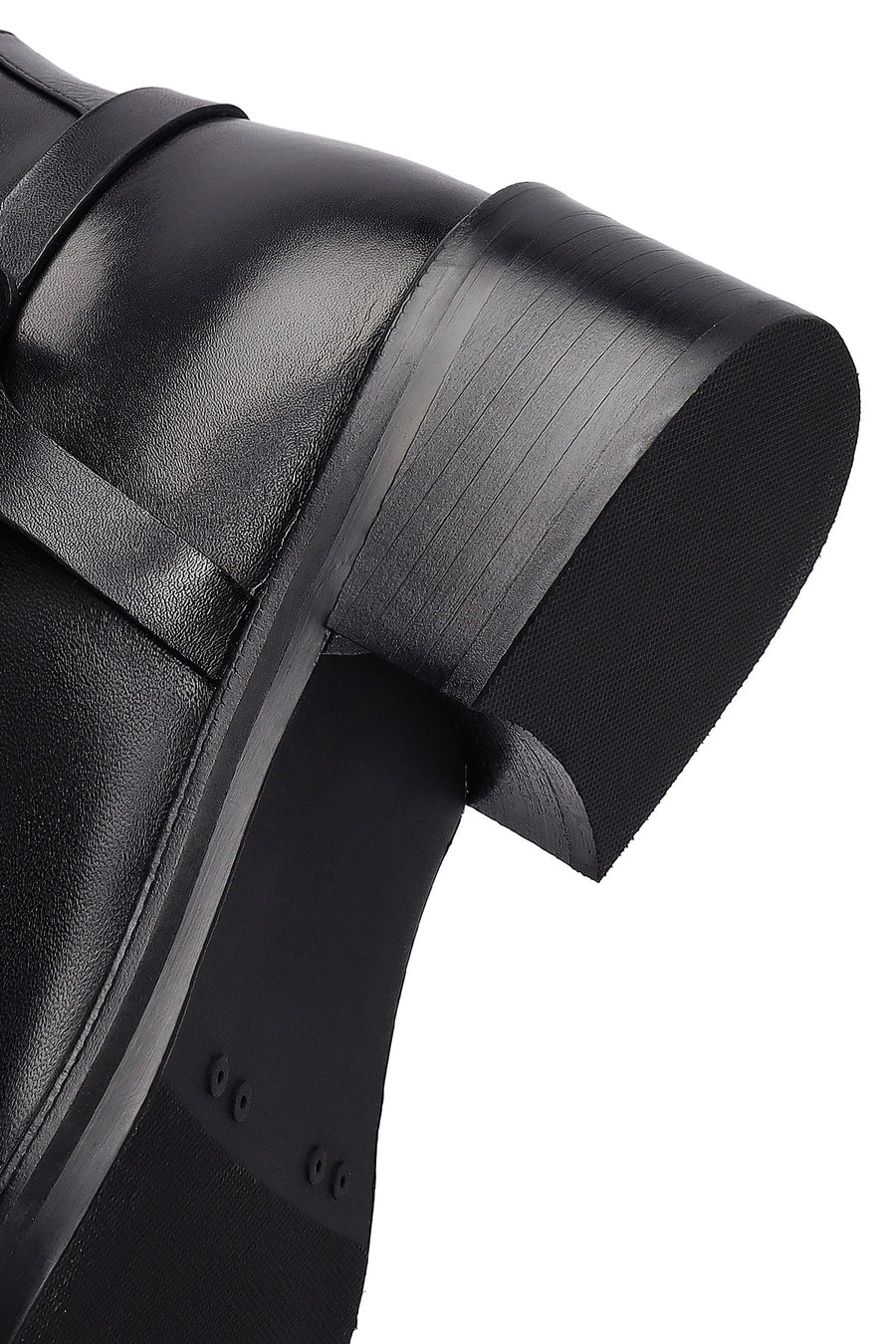 Women's Black Buckled Leather Boot