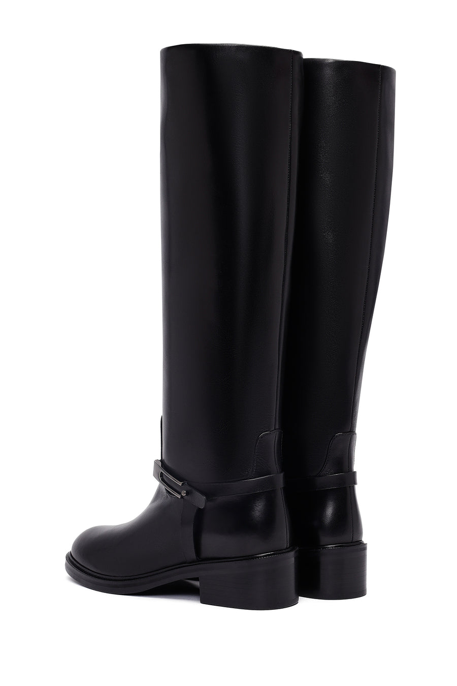 Women's Black Buckled Leather Boot
