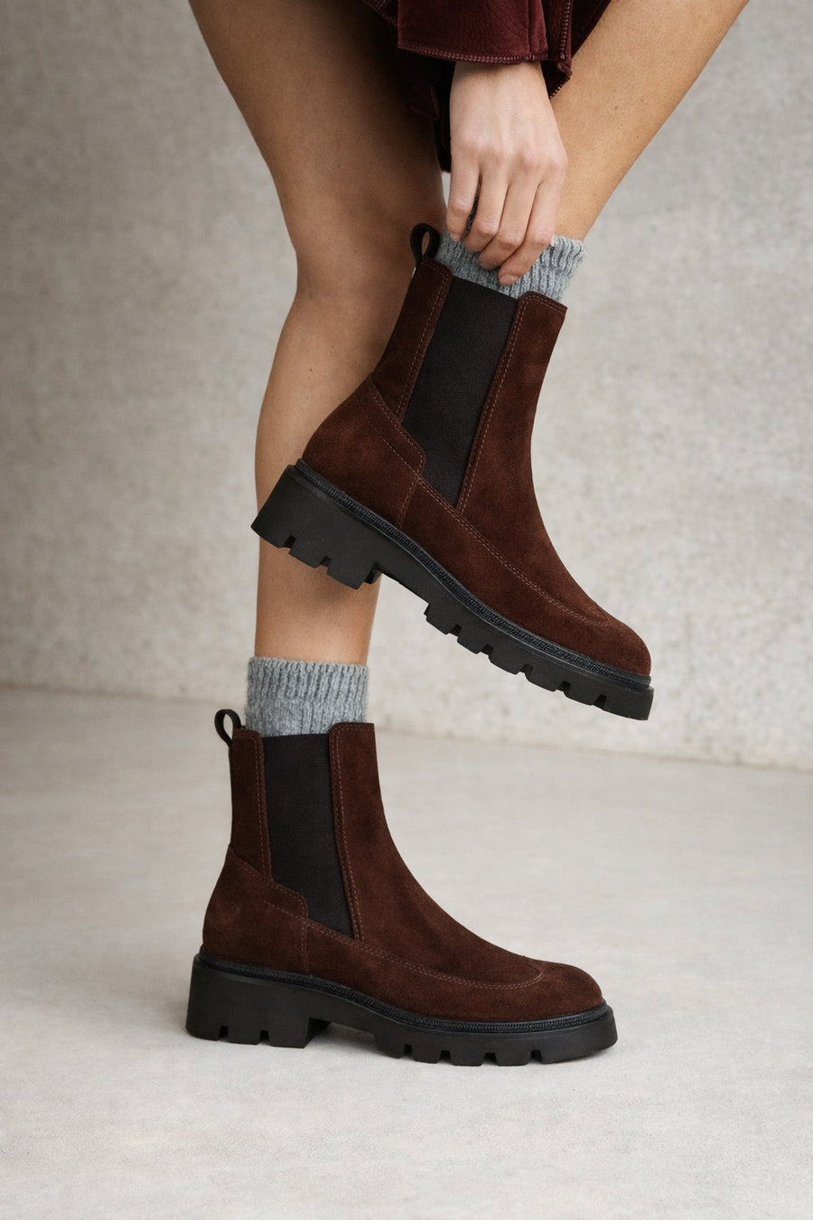 Kadın Kahverengi Süet Deri Chelsea Bot