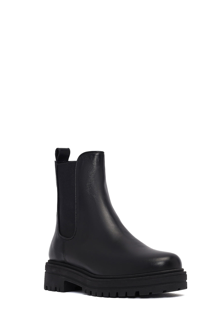 Woman Siyah Leather Chelsea Bot