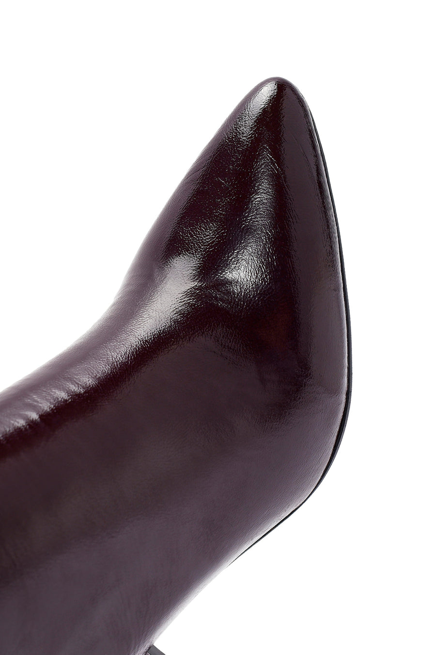 Derimod Gritti Woman Burgundy Zippered Thick Heel Patent Leather Leather Boat