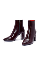 Derimod Gritti Woman Burgundy Zippered Thick Heel Patent Leather Leather Boat | Derimod
