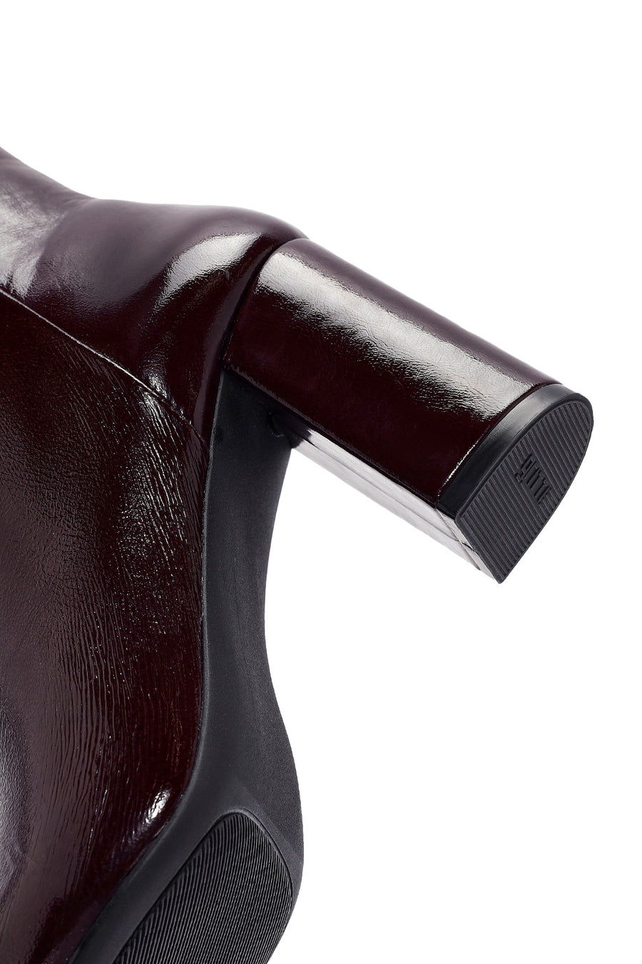 Derimod Gritti Woman Burgundy Zippered Thick Heel Patent Leather Leather Boat